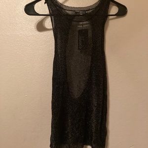 Ounce Mesh Top Tank Shimmer Glitter Metallic Open Back